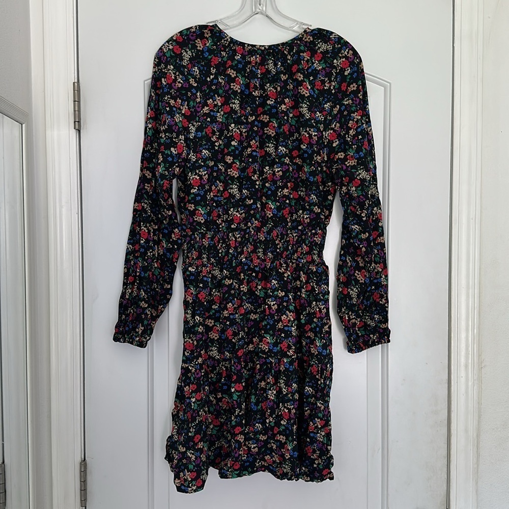 NWT Gap Smocked Splitneck Floral Mini Dress Long Sleeves Sz S - Picture 8 of 8